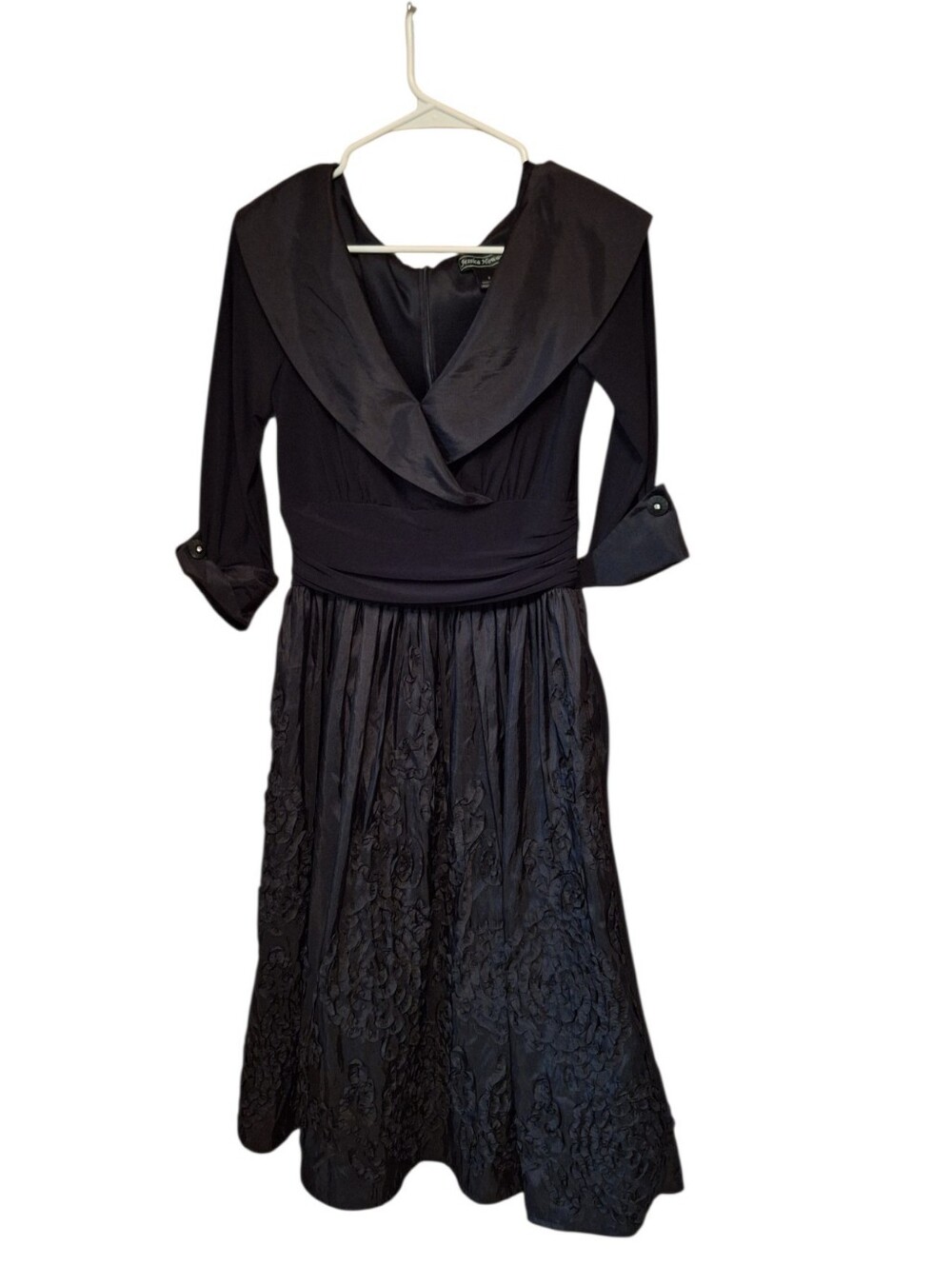Jessica Howard Black Vintage June Cleaver Inspired Dress Ladies 6 Taffeta Party